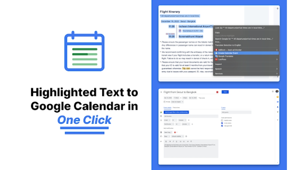 Text to Google Calendar - Chrome Extension