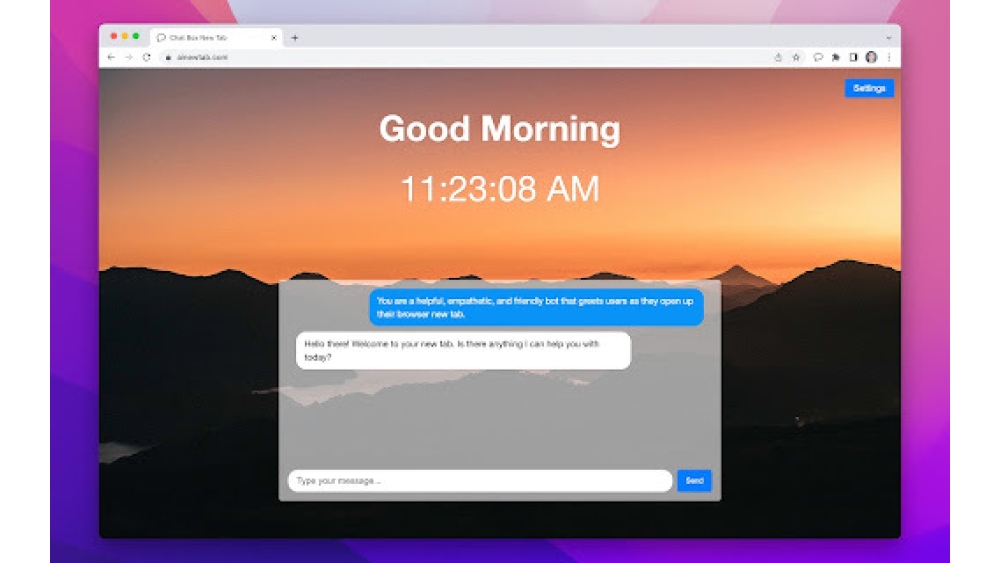 Turns the Chrome new tab into an AI-powered chat interface - Chrome Extension