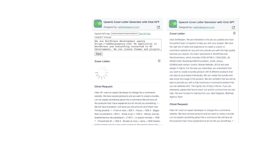 Upwork Cover Letter Generator Extension - Chrome Extension