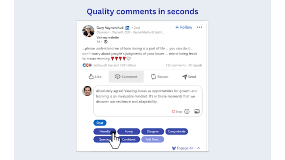 Use ChatGPT to write insightful LinkedIn ™ comments - Chrome Extension