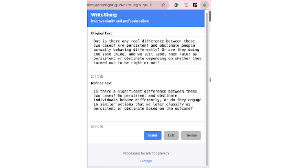 WriteSharp - Chrome Extension
