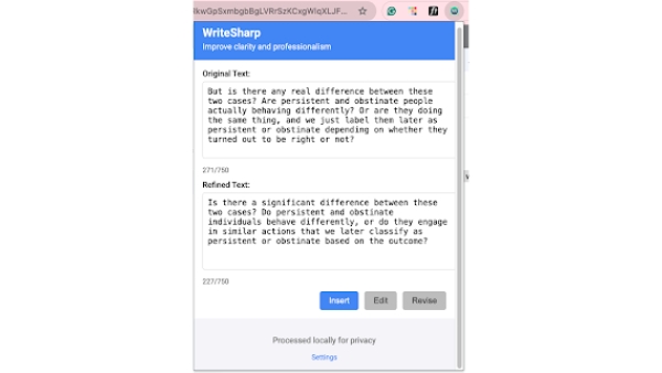 WriteSharp - Chrome Extension