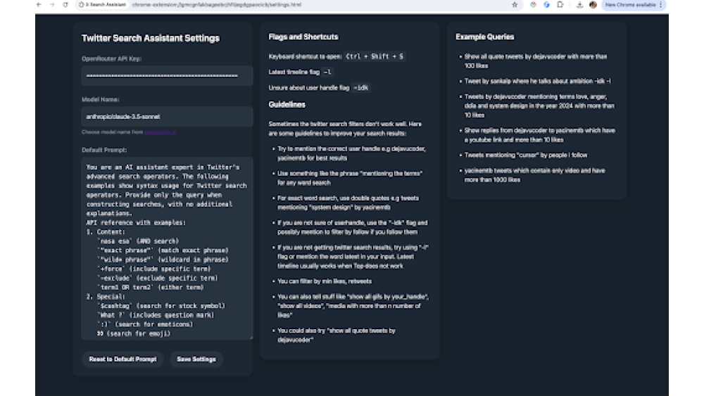 X (formerly Twitter) Search Assistant - Chrome Extension