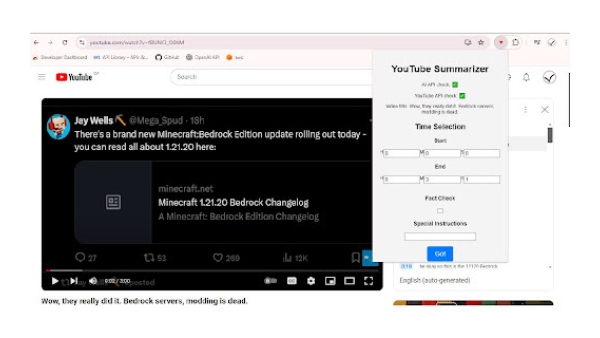 YouTube Summarizer & Analyzer Extension - Chrome Extension