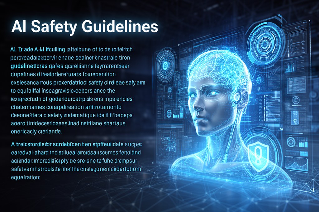 futuristic AI safety guidelines concept with digital interfaces