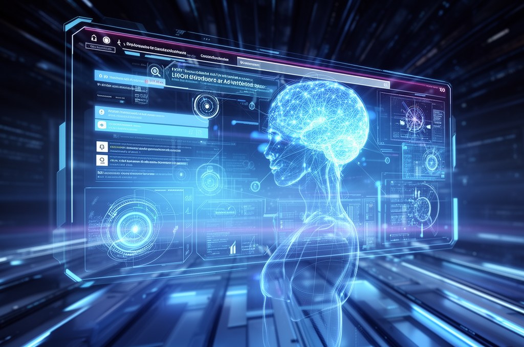 futuristic AI-assisted search concept, futuristic concept