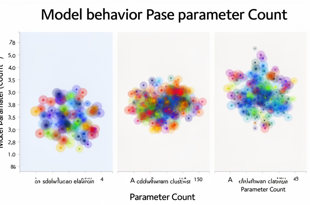 Diagram showing three distinct clusters of model behavior based on parameter count.