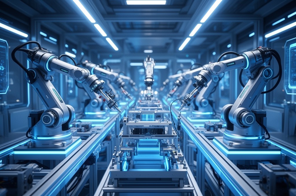 Futuristic multirobot assembly line