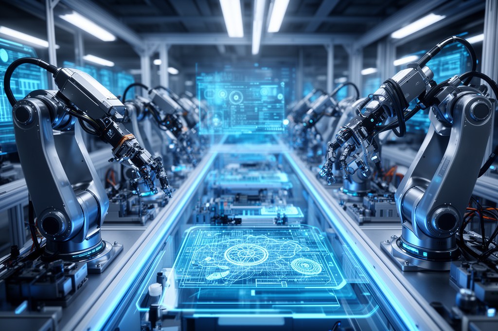 A futuristic robot assembly line using AI planning technology