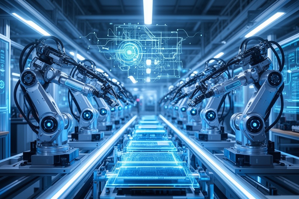 A futuristic robot assembly line using AI planning technology