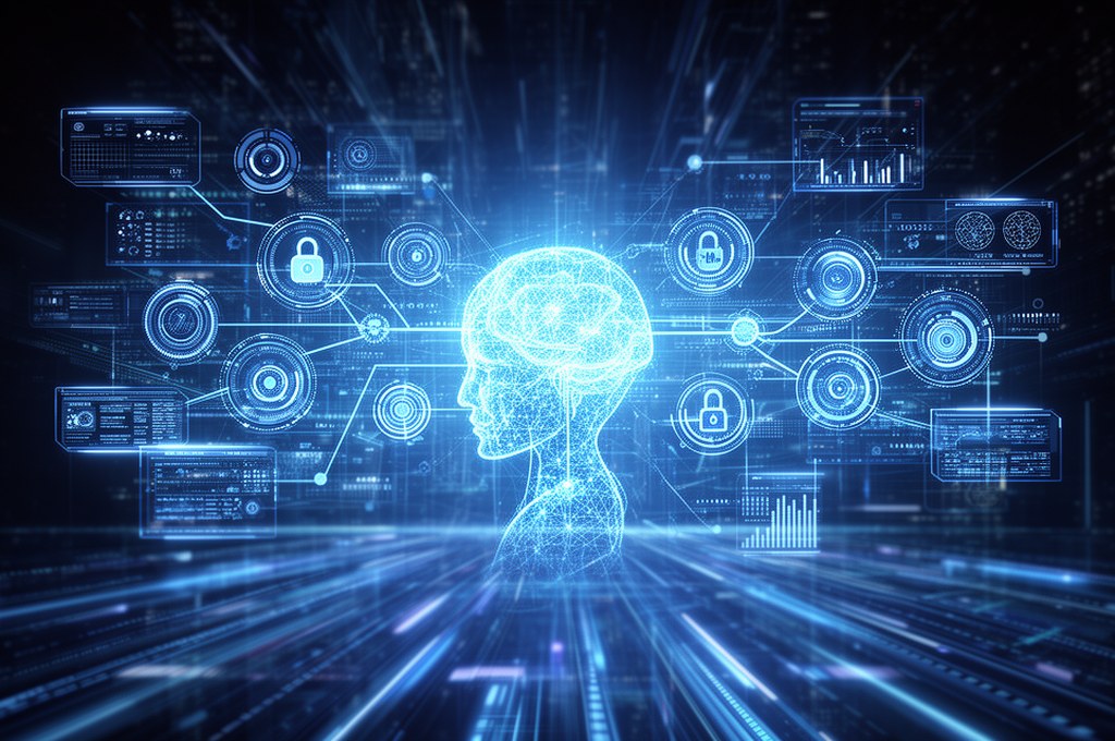 Futuristic AI data orchestration concept. Futuristic concept.