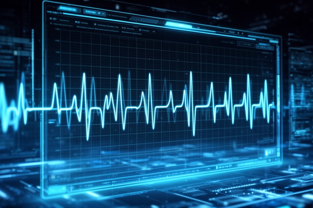 AI model analyzing ECG data in a futuristic concept