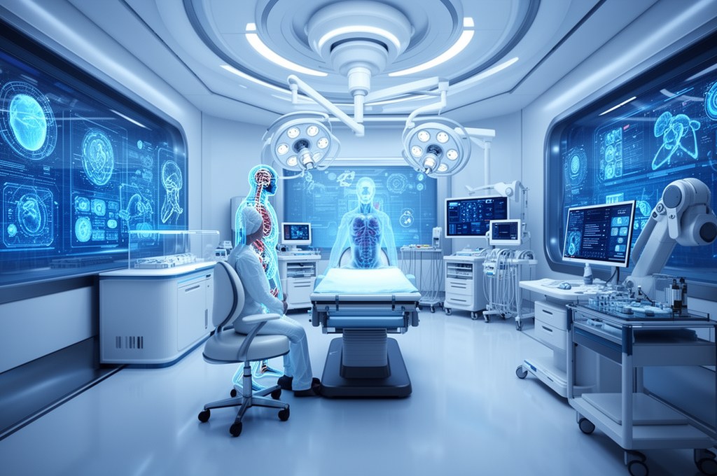 Futuristic medical clinic using AI technology