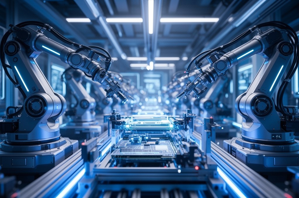 futuristic robotic assembly line