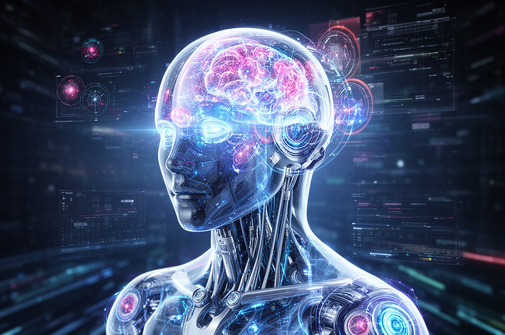 futuristic AI concept with digital hallucinations