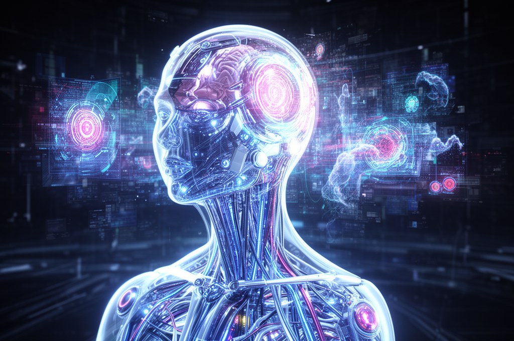 futuristic AI concept with digital hallucinations