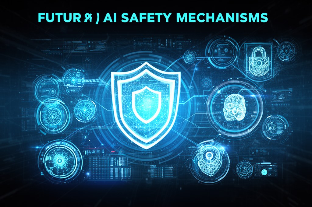 Futuristic AI safety mechanisms concept