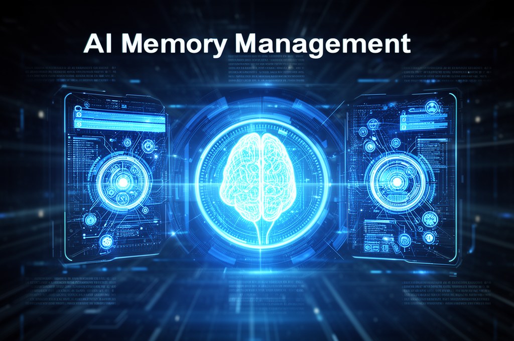 futuristic AI memory management concept