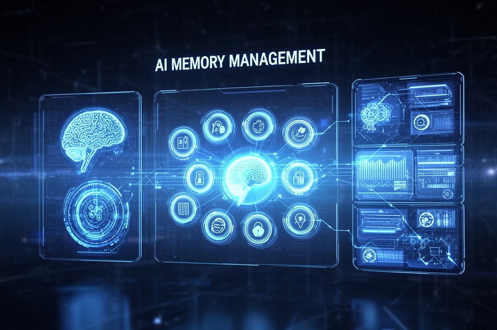 futuristic AI memory management concept