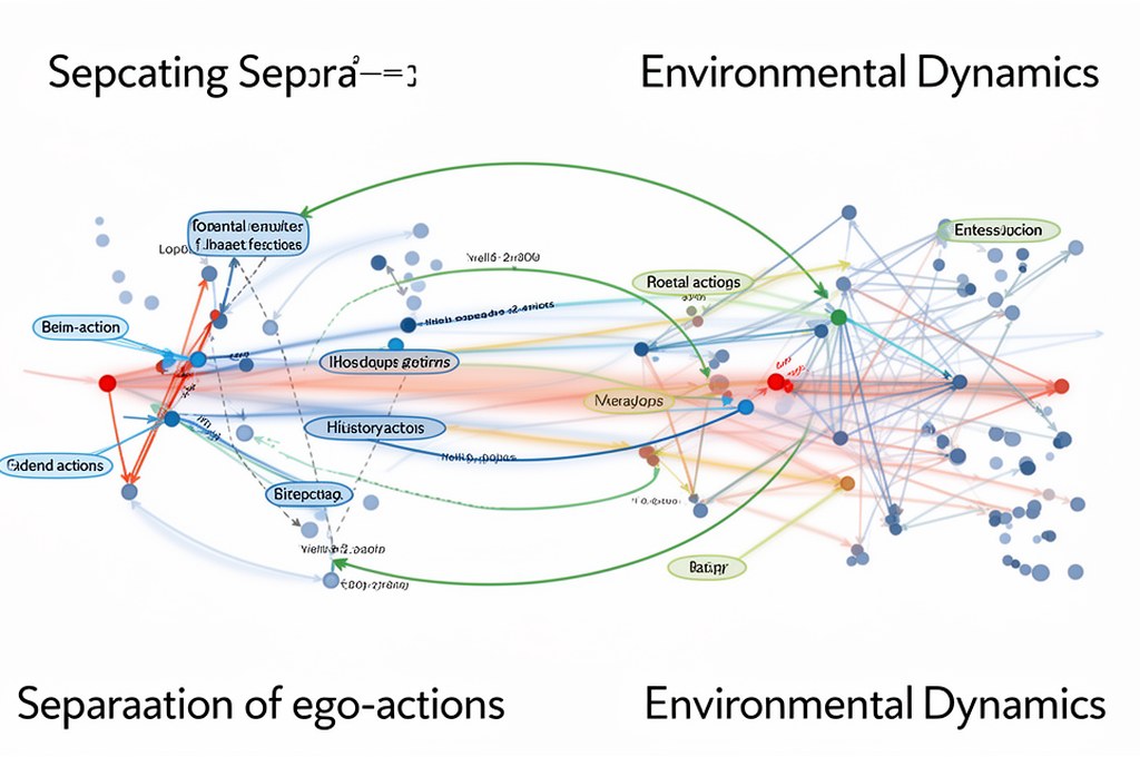 Diagram illustrating the separation of ego-actions and environmental dynamics