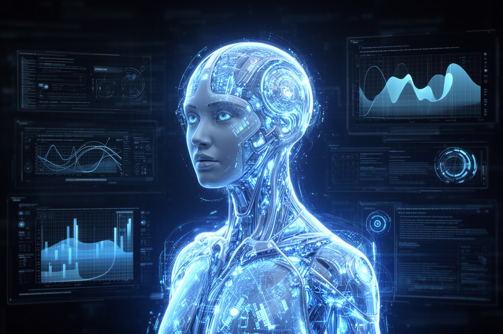 Futuristic AI model explaining its predictions