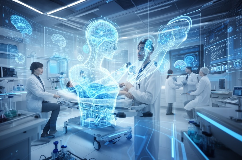 Futuristic AI-driven healthcare scenario. Futuristic concept.