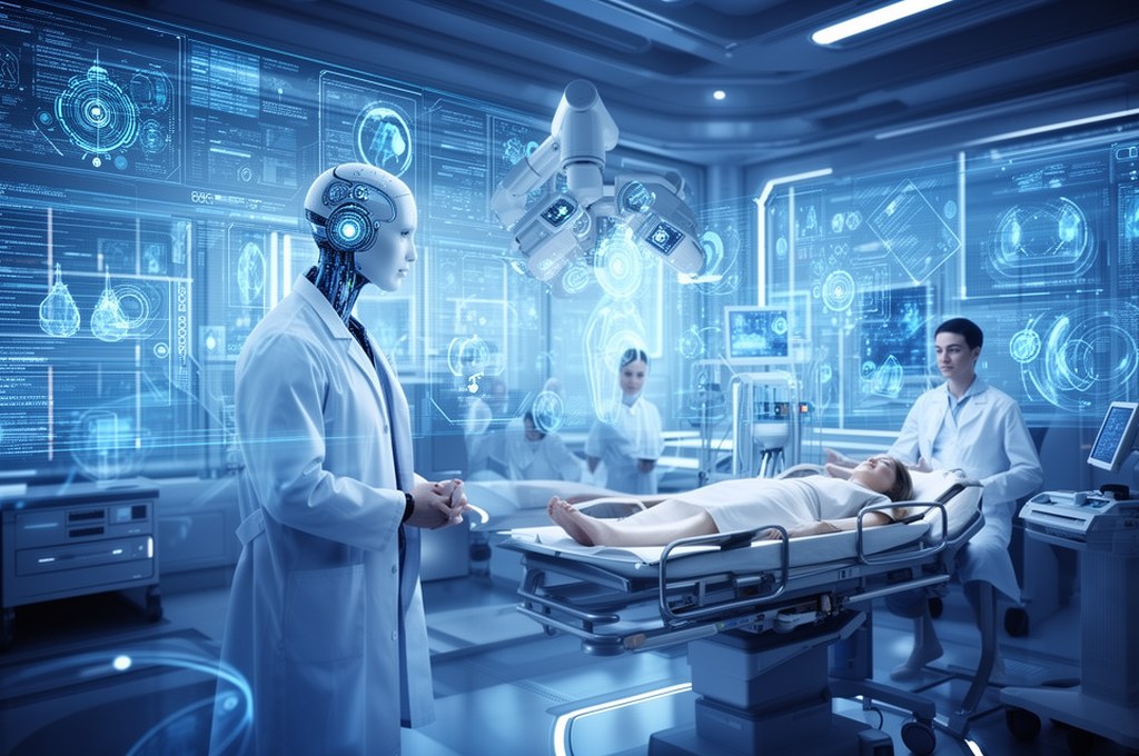 Futuristic AI-driven healthcare scenario