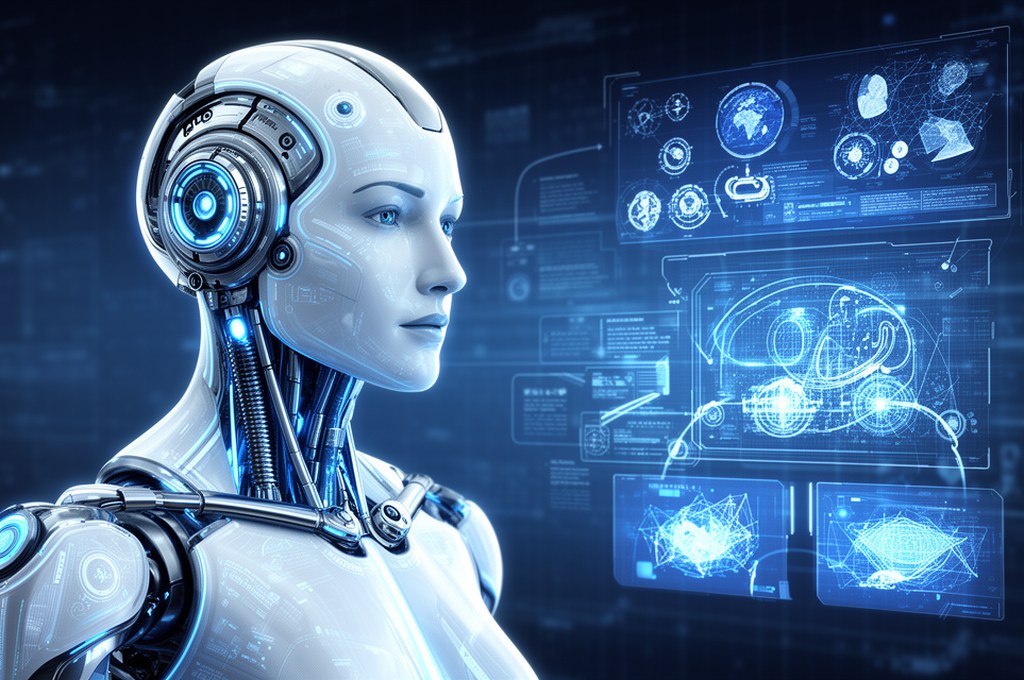 Futuristic AI model explaining itself with visual concepts