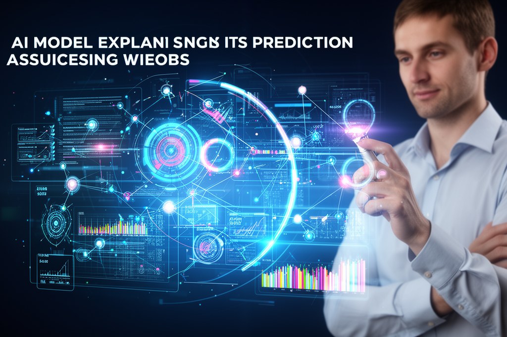 AI model explaining its predictions to a human