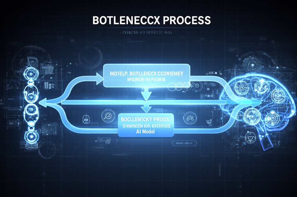 Diagram showing the concept bottleneck process in AI models. Futuristic concept.