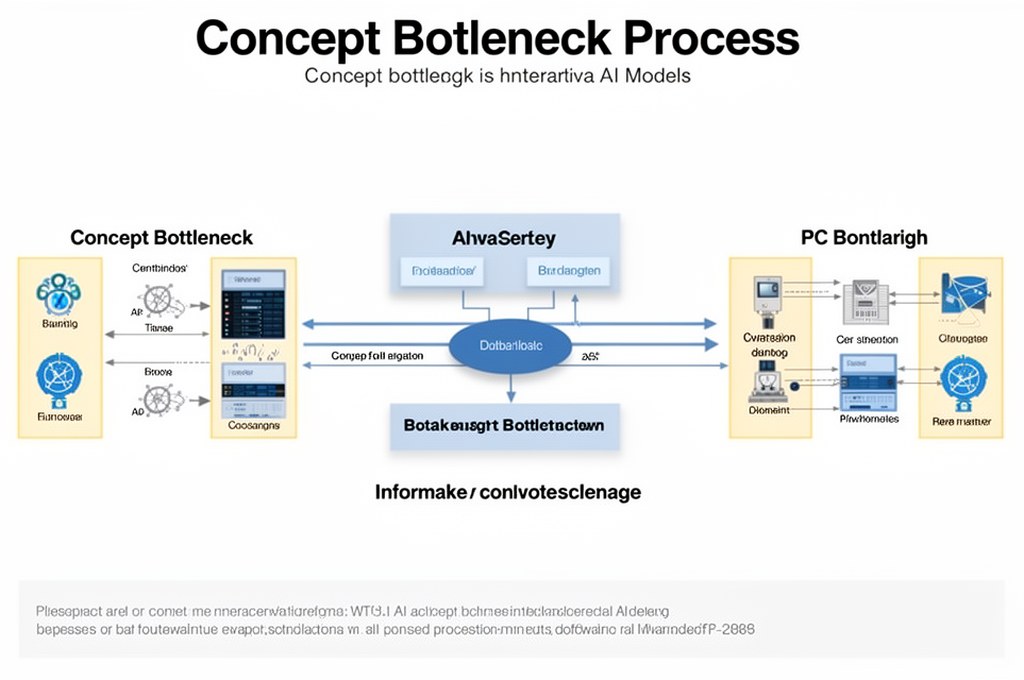 Diagram showing the concept bottleneck process in AI models