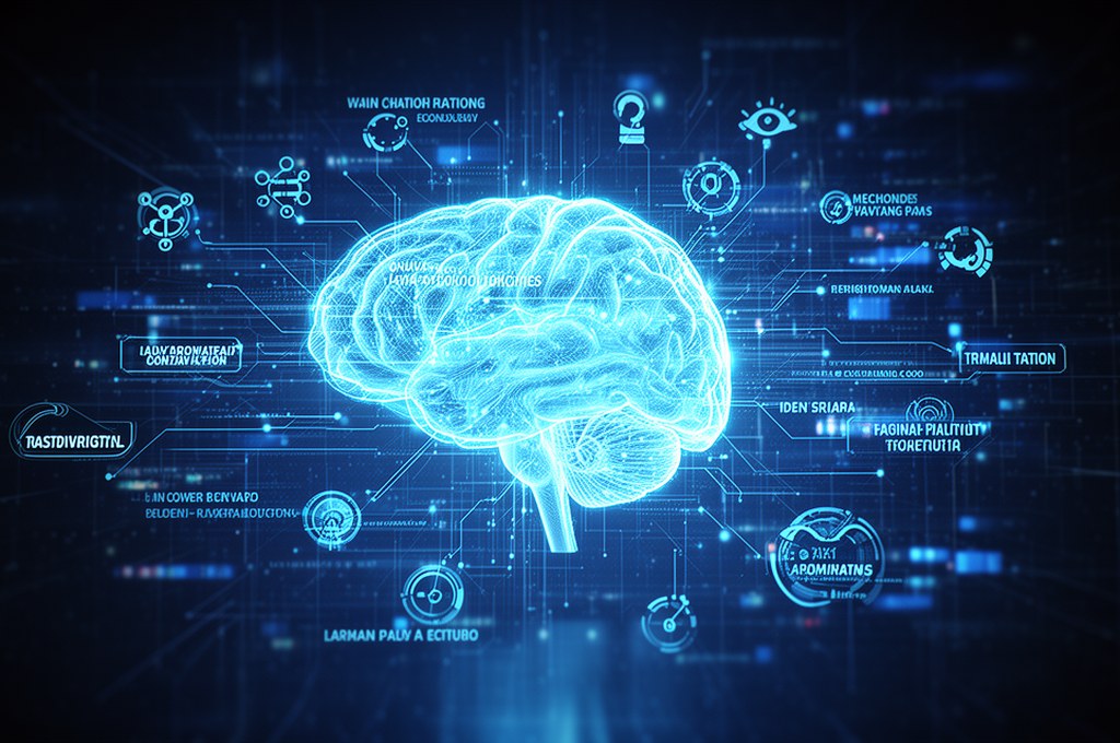 AI model transforming data into human-readable concepts. Futuristic concept.